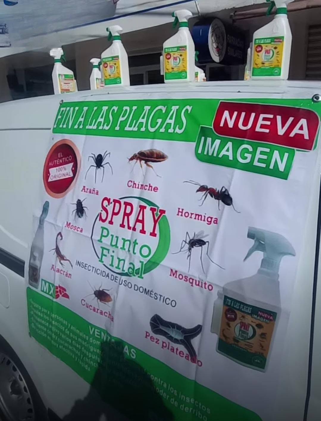 Distribución de Spray Punto Final insecticida contra cucarachas, moscas, zancudos, arañas y hormigas